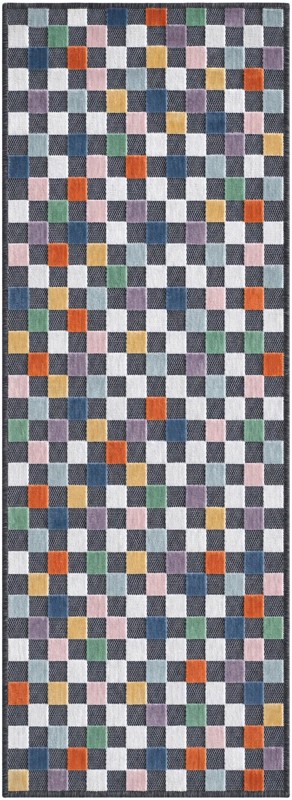 Carmichael · Checkered Outdoor Rug, multicolor and cream