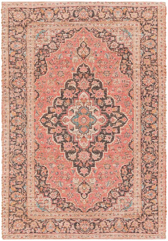 4' 1 x 6' 1 Malone · Persian medallion rug, coral and black