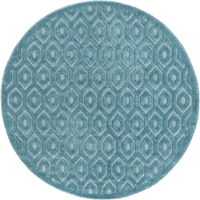 5' 3 x 5' 3 Roanoke · Geometric diamond Outdoor Rug, aqua and ivory