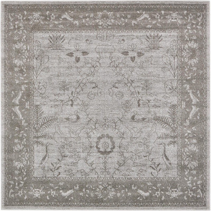 Ursula · Medallion rug, gray and cream