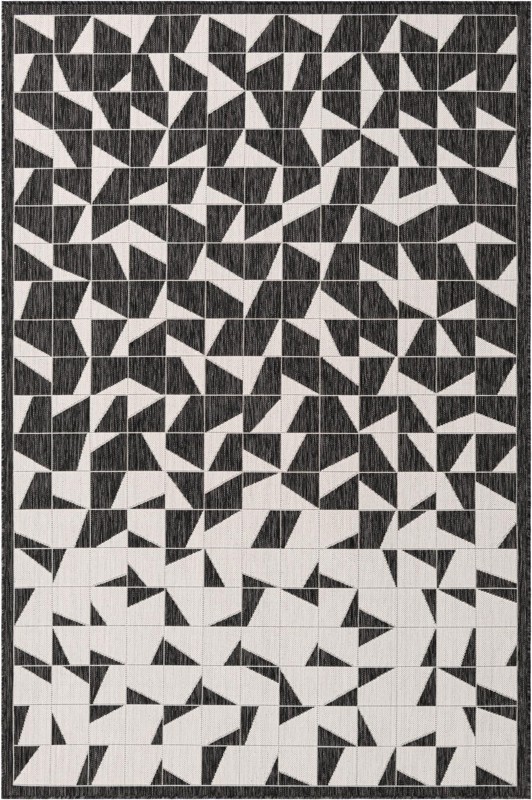 6' x 9' Hildreth · Geometric Outdoor Rug, black and white