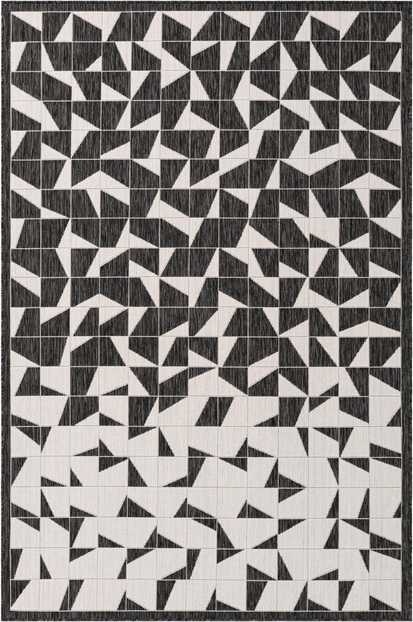 6' x 9' Hildreth · Geometric Outdoor Rug, black and white