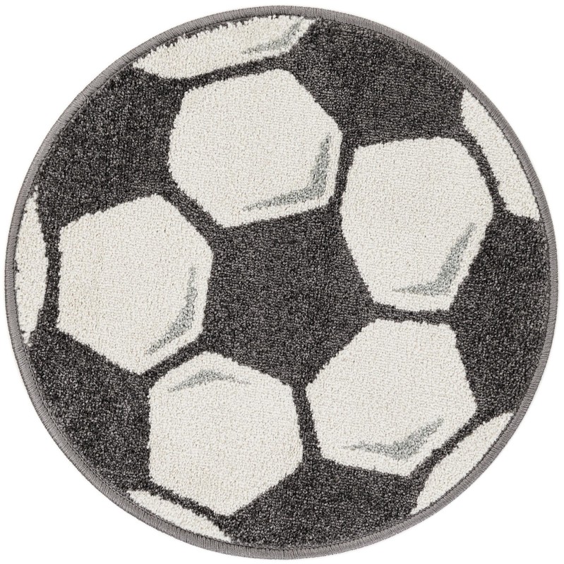 2' 2 x 2' 2 Mistwood · Soccer ball rug, black and white