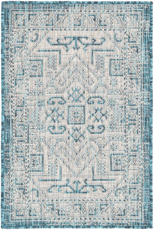 2' x 3' Estuary · Border Outdoor Rug, teal