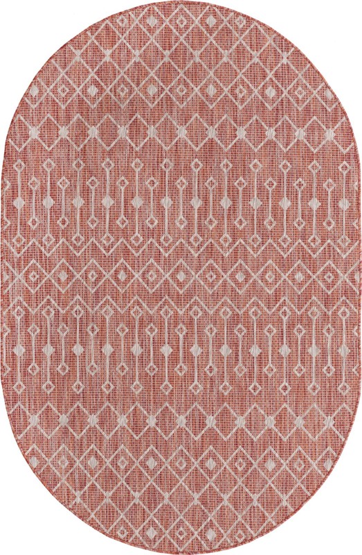 5' 3 x 8' Kearney · Geometric Outdoor Rug, rustred