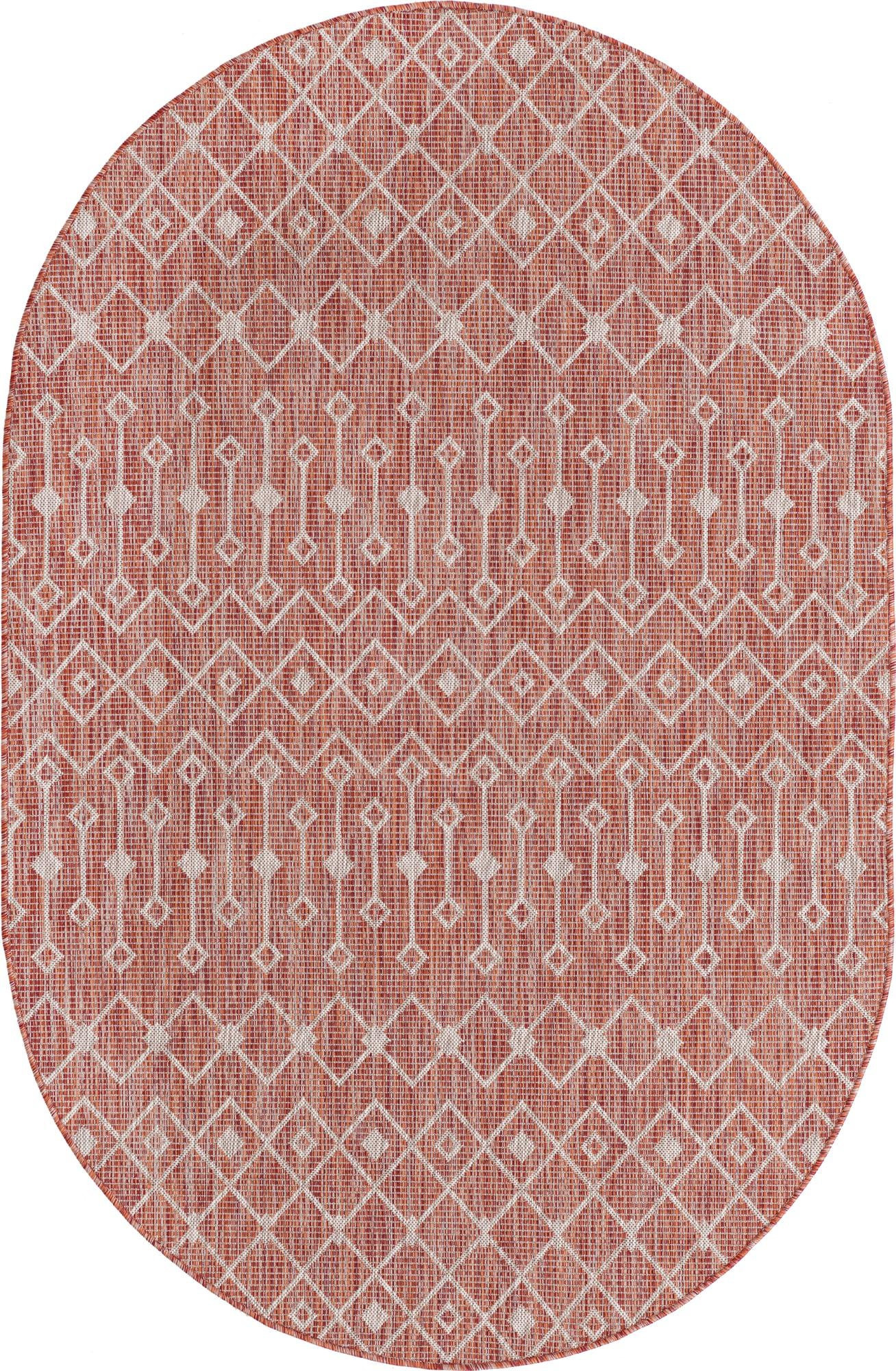 5' 3 x 8' Kearney · Geometric Outdoor Rug, rustred
