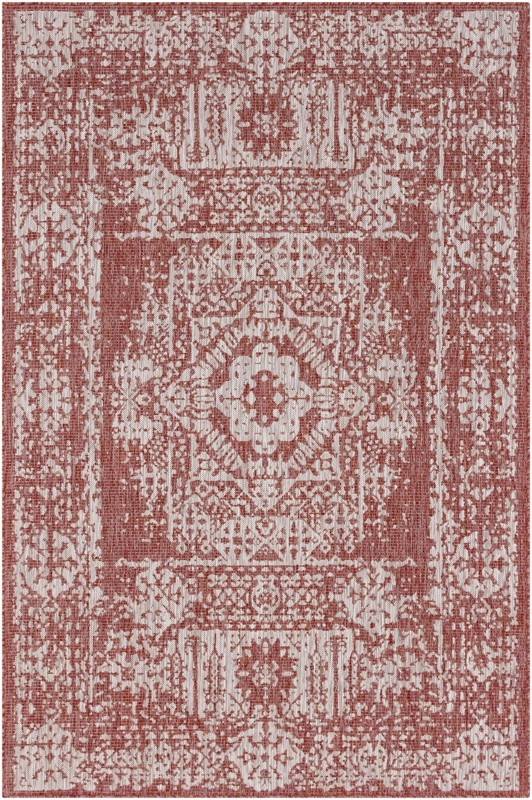 4' x 6' Hayden · Border Outdoor Rug, rustred