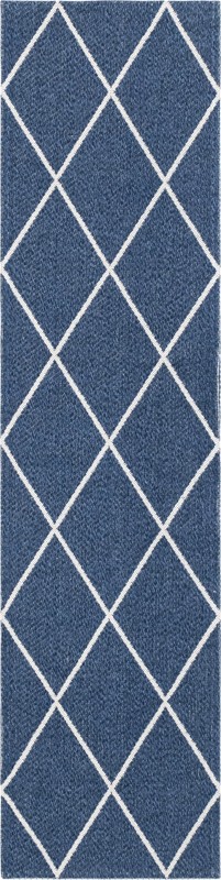 Elwood · Diamond lattice rug, navy and ivory