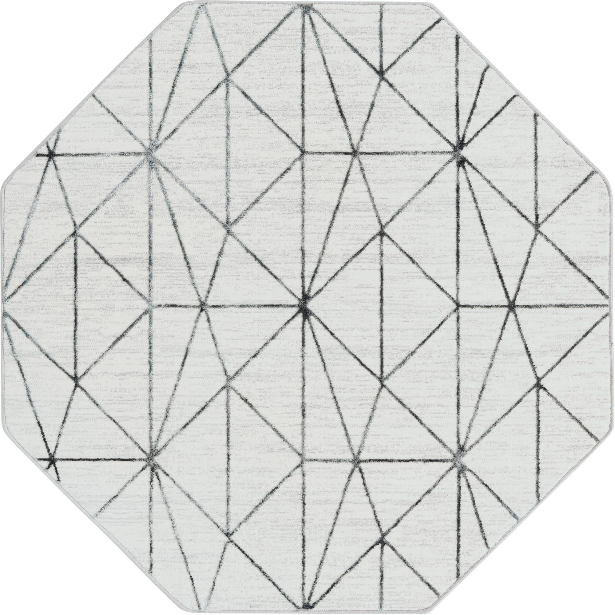 5' 3 x 5' 3 Gilman · Geometric rug, white