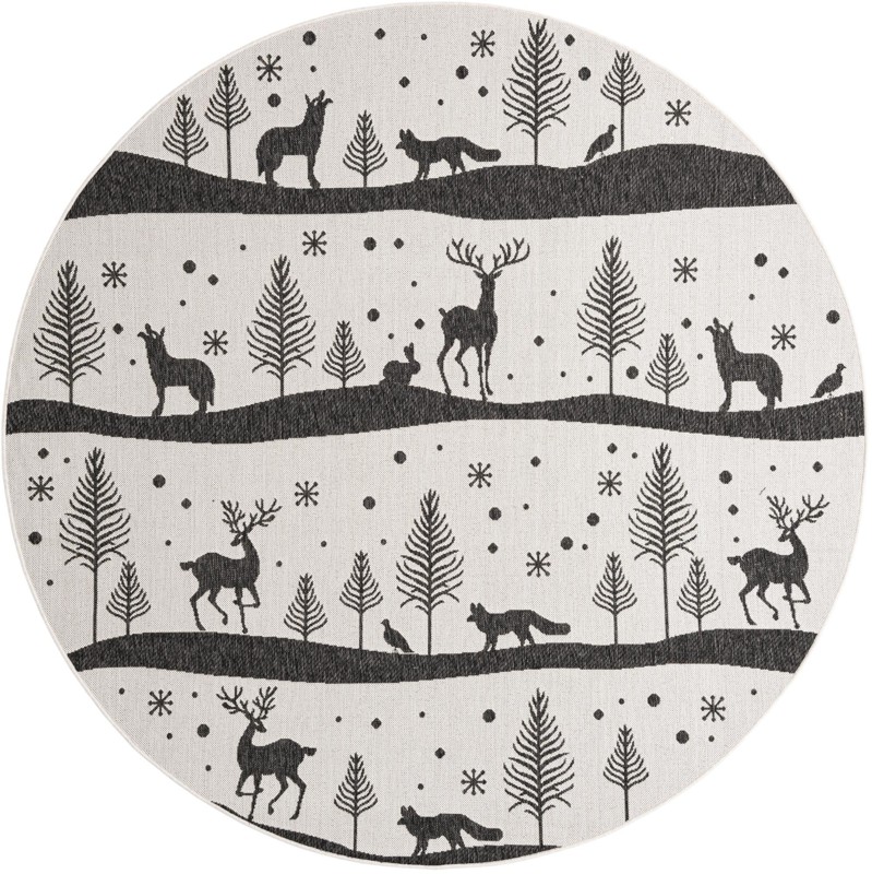 7' 10 x 7' 10 Cashel · Pictoral Outdoor Rug, black and white