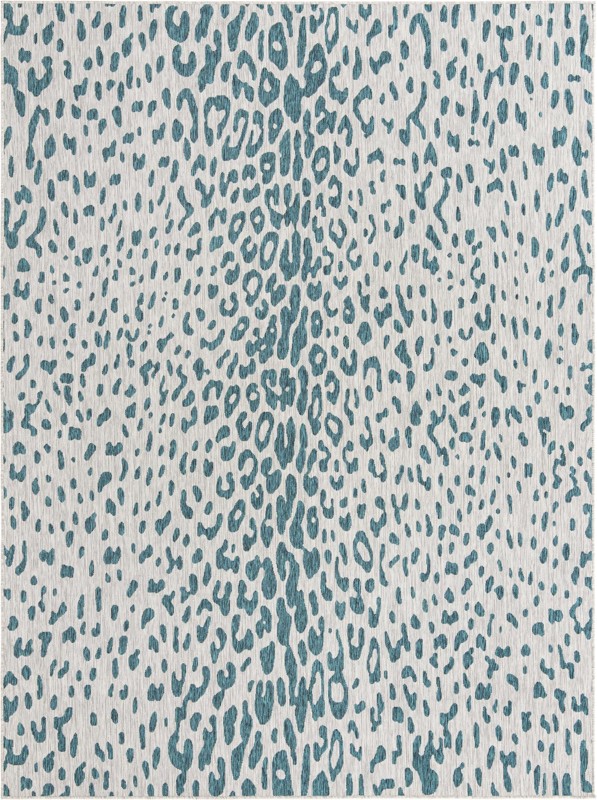 Winterberry · Animal print Outdoor Rug, teal