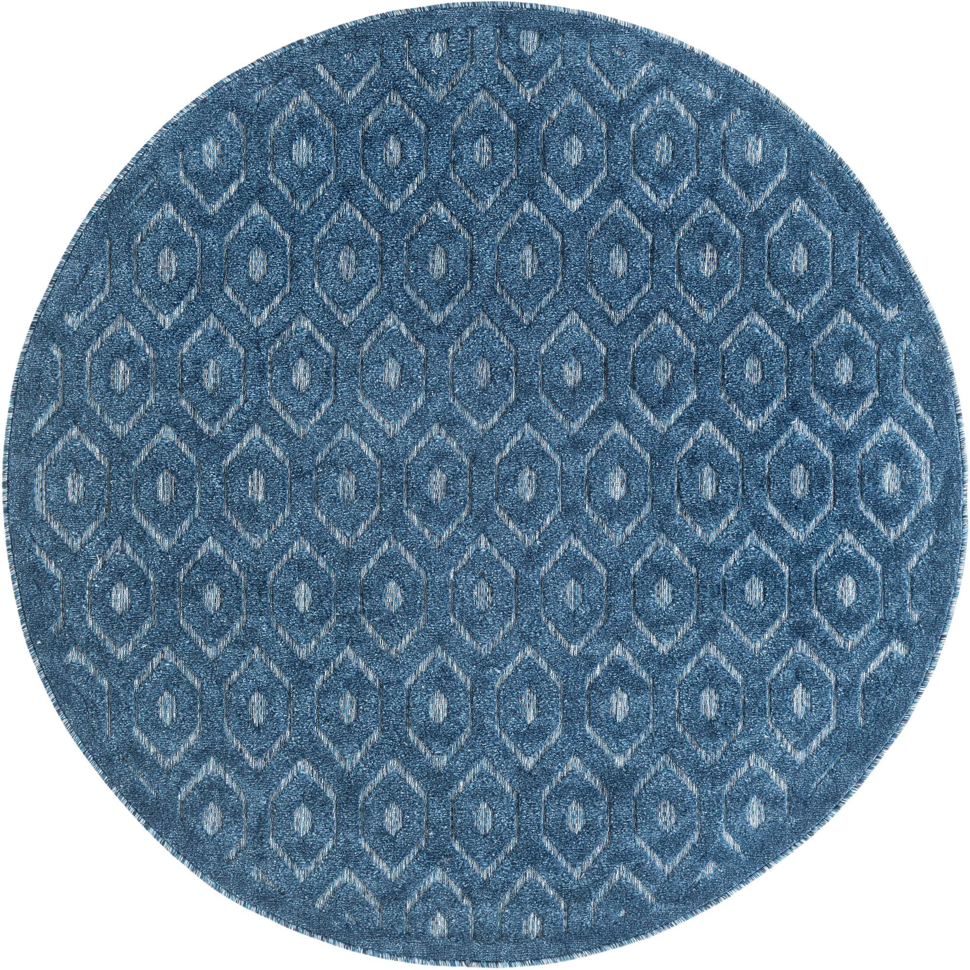 5' 3 x 5' 3 Roanoke · Lattice Outdoor Rug, navy and blue