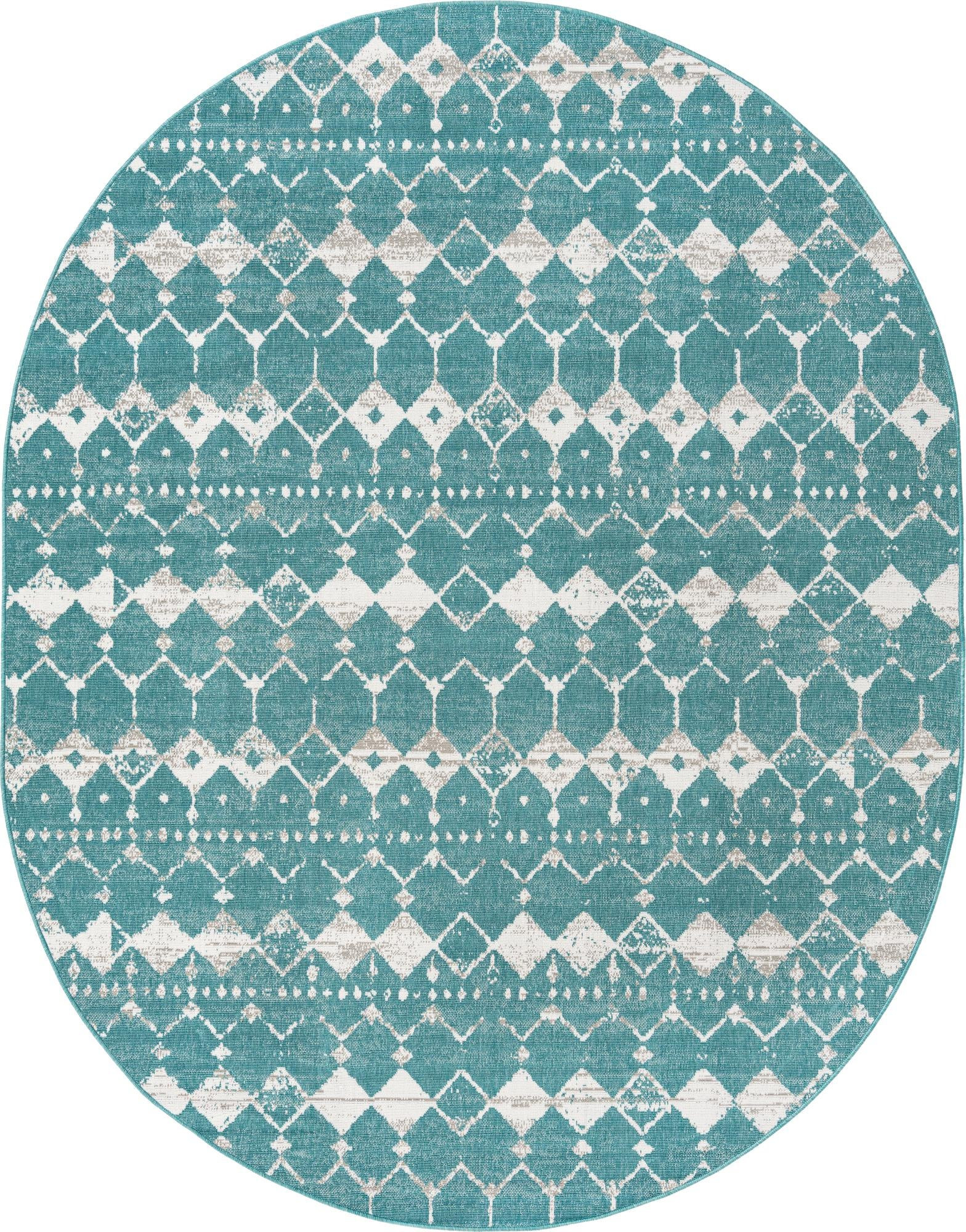 7' 10 x 10' Stowe · Diamond Outdoor Rug, teal