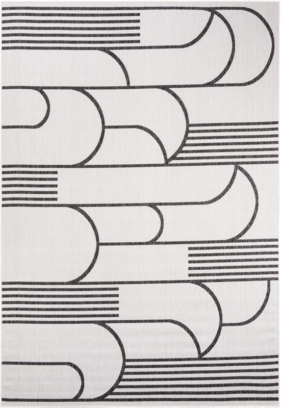 7' x 10' Prudence · Geometric Outdoor Rug, black and white