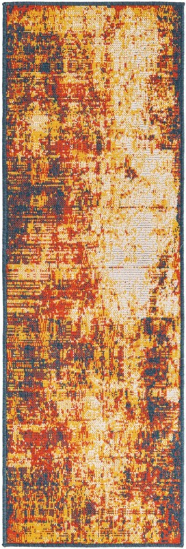 Ward · Abstract Outdoor Rug, terracotta and yellow