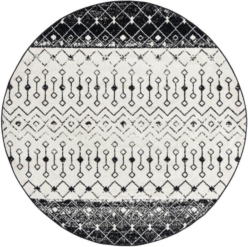 7' 10 x 7' 10 Vernon · Tribal geometric rug, black and white