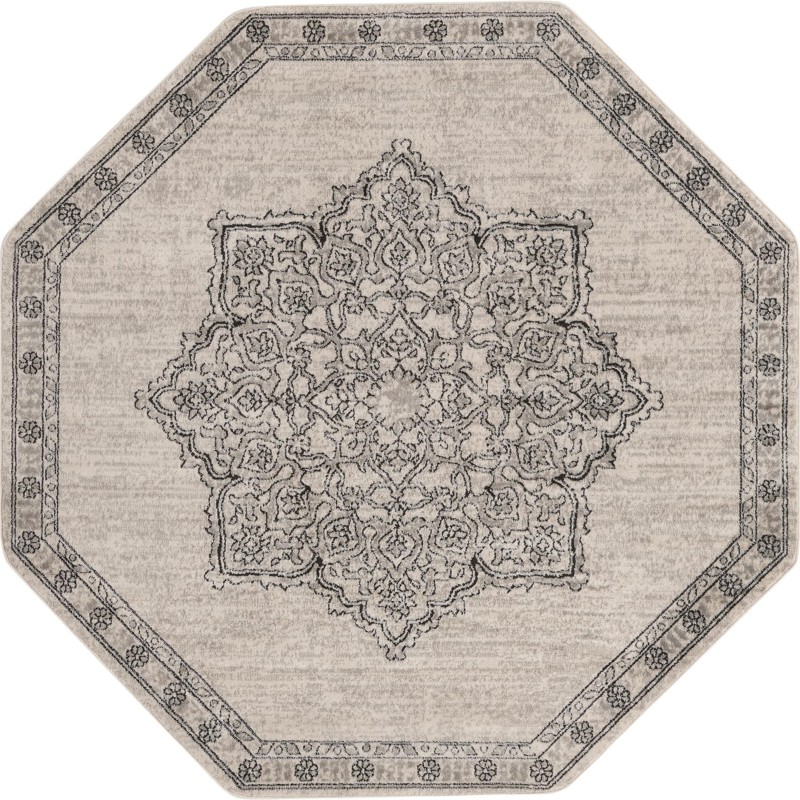 Wade · Medallion rug, ivory and gray