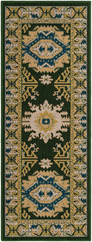 Waxwing · Border Outdoor Rug, green