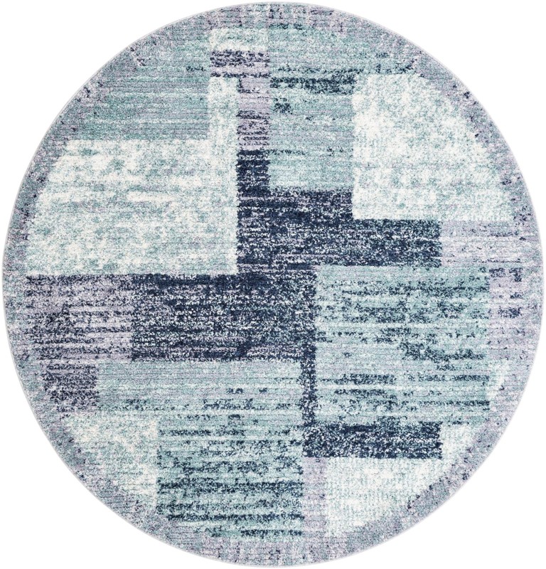7' 10 x 7' 10 Hartigan · Abstract rug, navy, blue and ivory