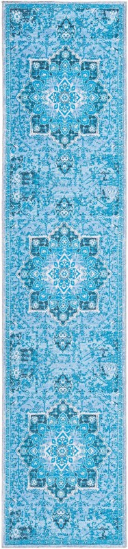 2' 7 x 12' Rideout · Medallion Washable Rug, aqua and navy