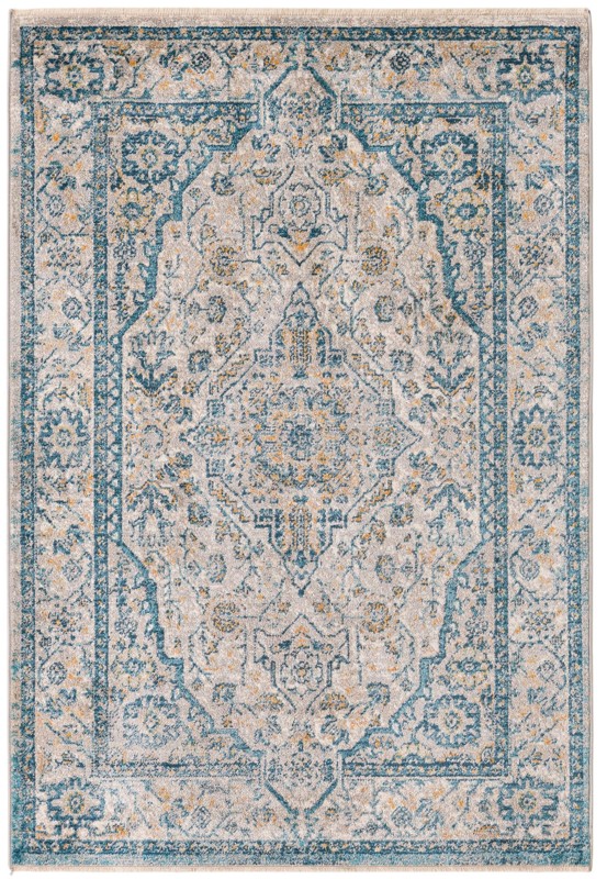 4' x 6' Thane · Medallion rug, gray and blue