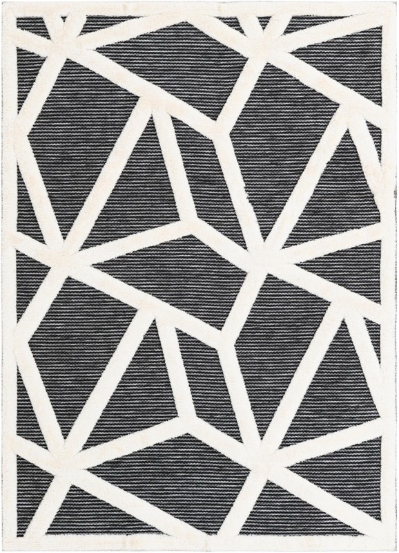 5' x 7' Sutter · Geometric line rug, gray and ivory