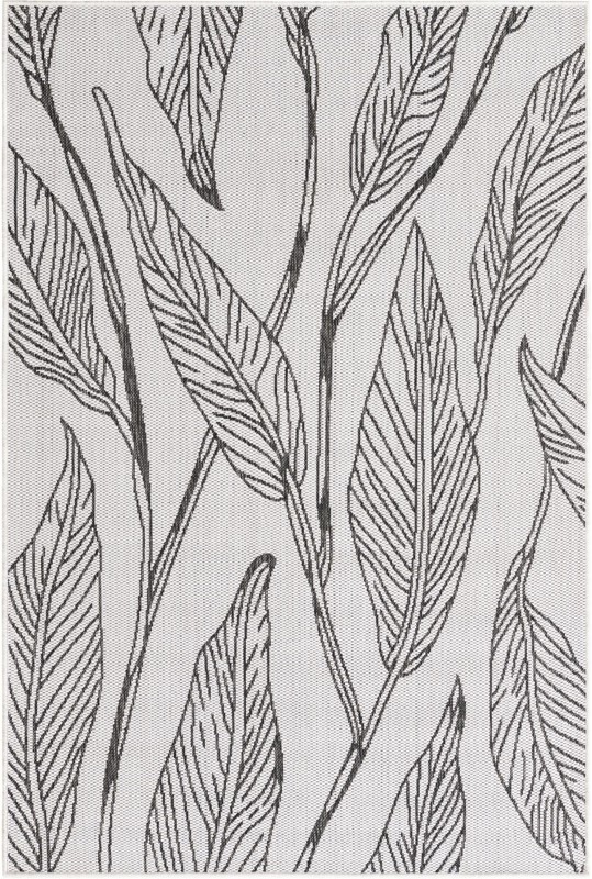 4' x 6' Milton · Floral / botanical Outdoor Rug, charcoal ivory