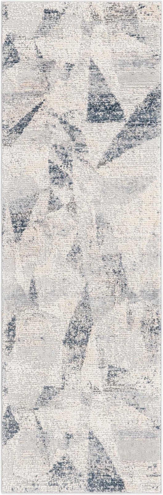 2' 2 x 6' Alden · Abstract geometric rug, gray and blue