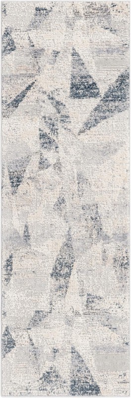 2' 2 x 6' Alden · Abstract geometric rug, gray and blue