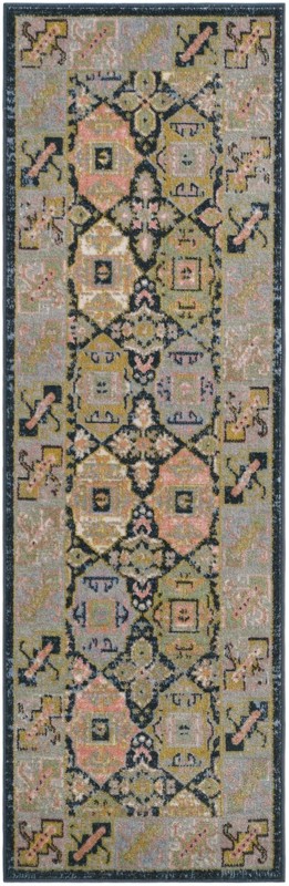 Orme · Geometric medallion Washable Rug, blue and green