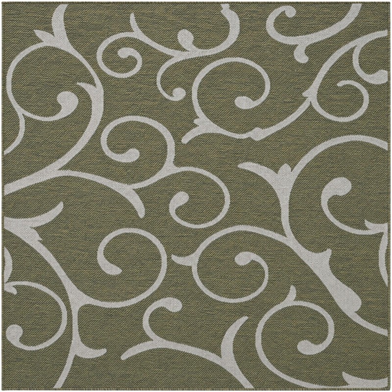 5' 3 x 5' 3 Shale · Floral / botanical Outdoor Rug, green