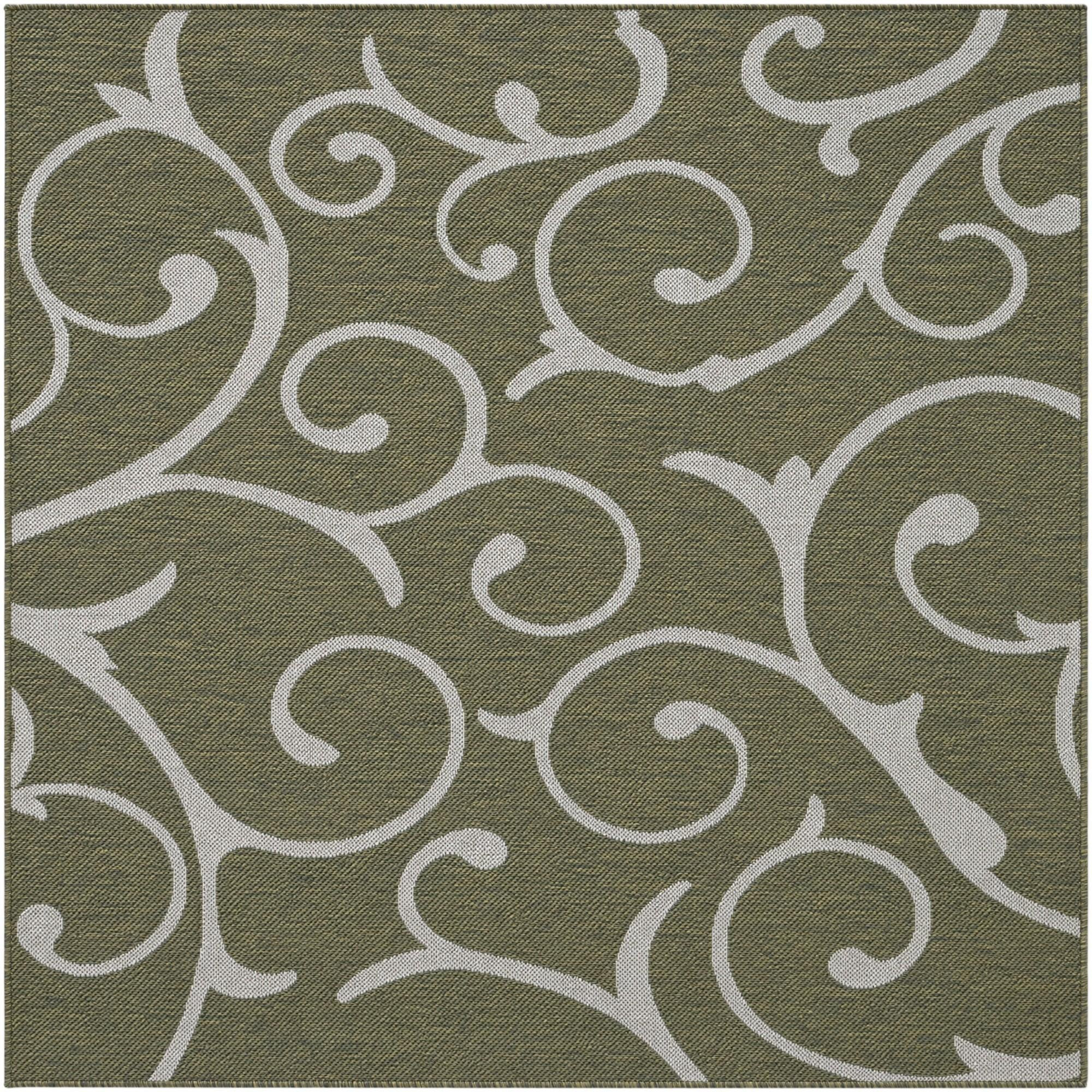 5' 3 x 5' 3 Shale · Floral / botanical Outdoor Rug, green