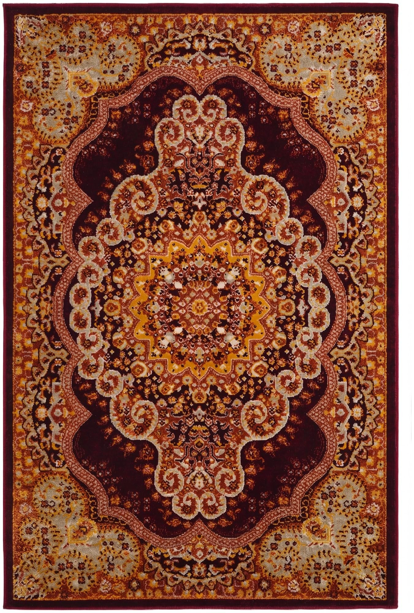 4' x 6' Candlelight · Border Washable Rug, burgundy red