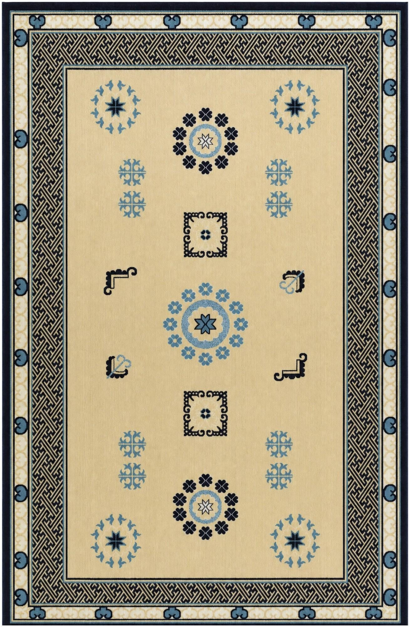 5' 3 x 8' Quaid · Border rug, cream
