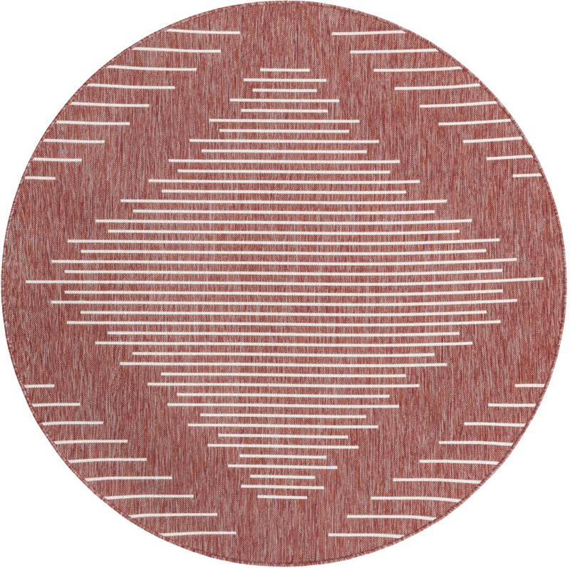 6' x 6' Harlow · Diamond Outdoor Rug, rust red