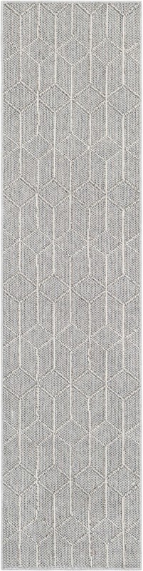 2' x 8' Jasper · Geometric Outdoor Rug, light gray