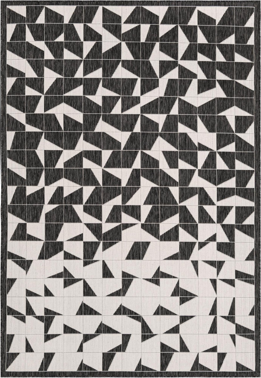 7' x 10' Hildreth · Geometric Outdoor Rug, black and white