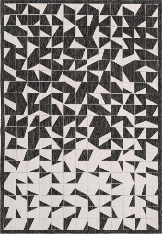 7' x 10' Hildreth · Geometric Outdoor Rug, black and white