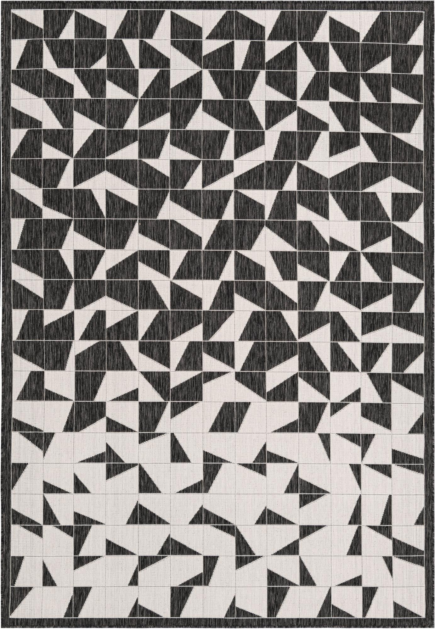 7' x 10' Hildreth · Geometric Outdoor Rug, black and white