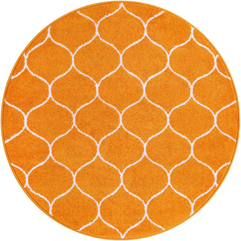 4' x 4' Ingram · Lattice rug, orange and ivory