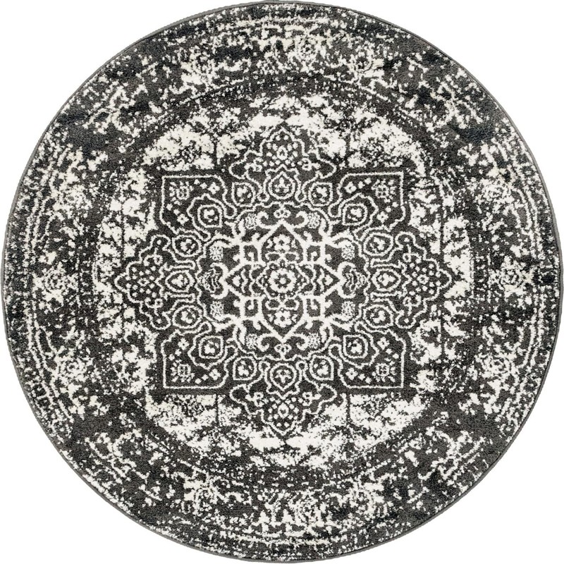 5' 3 x 5' 3 Birch · Medallion rug, gray