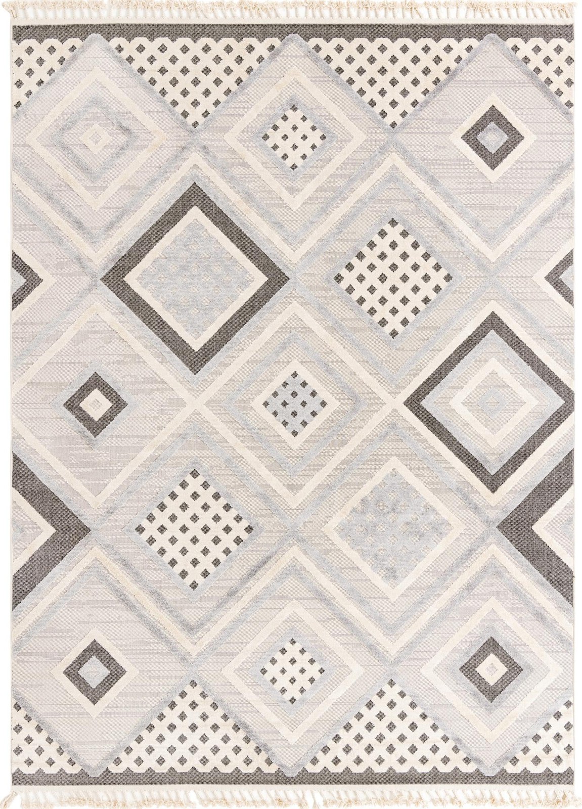 9' x 12' Crowley · Diamond geometric rug, beige and gray