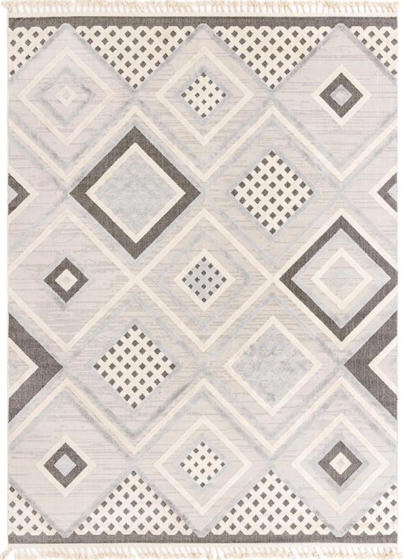 9' x 12' Crowley · Diamond geometric rug, beige and gray