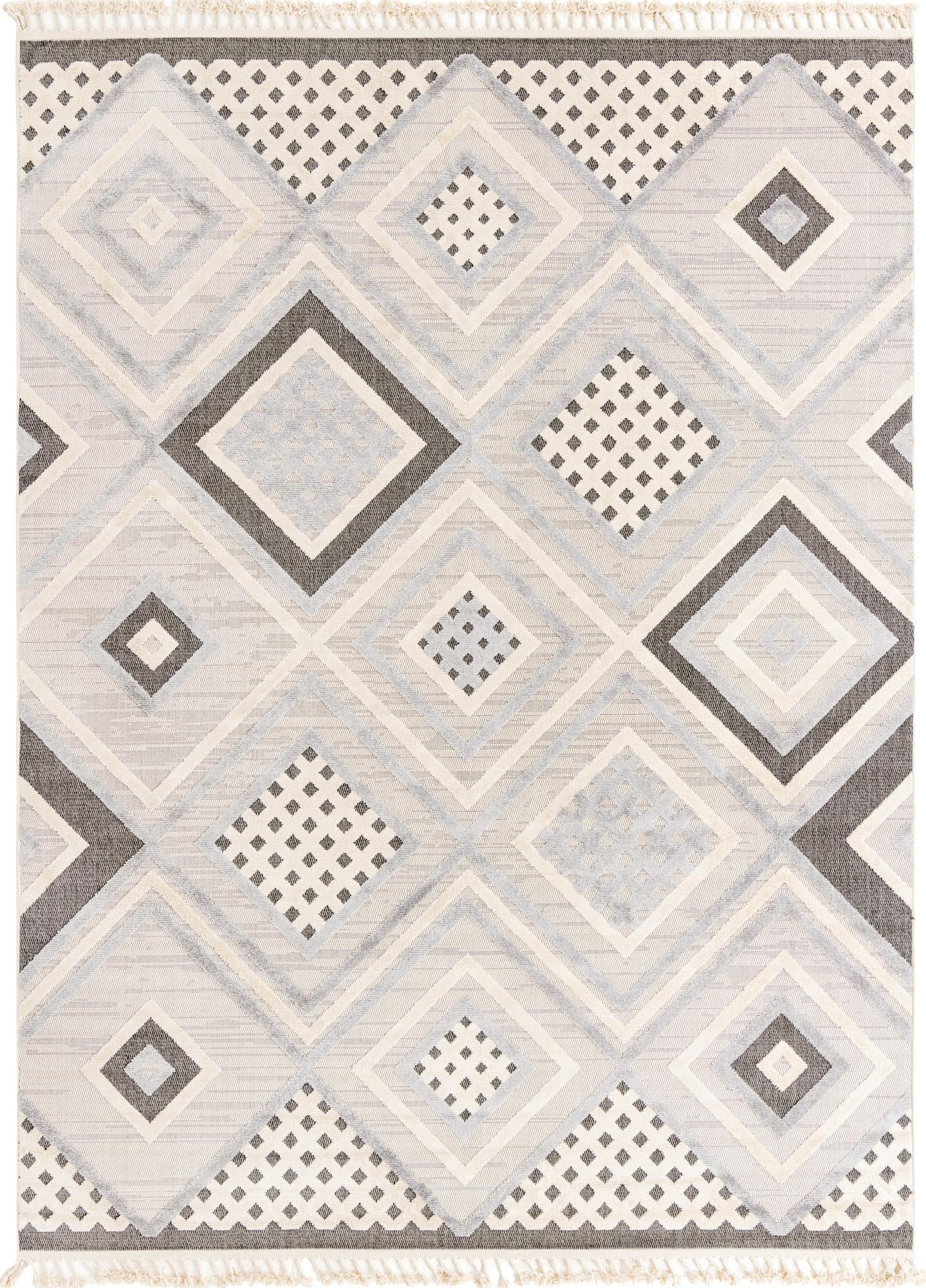 9' x 12' Crowley · Diamond geometric rug, beige and gray