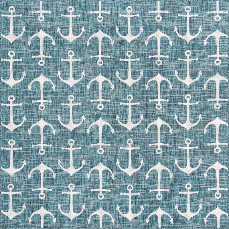 10' x 10' Millbrook · Pictoral Outdoor Rug, teal