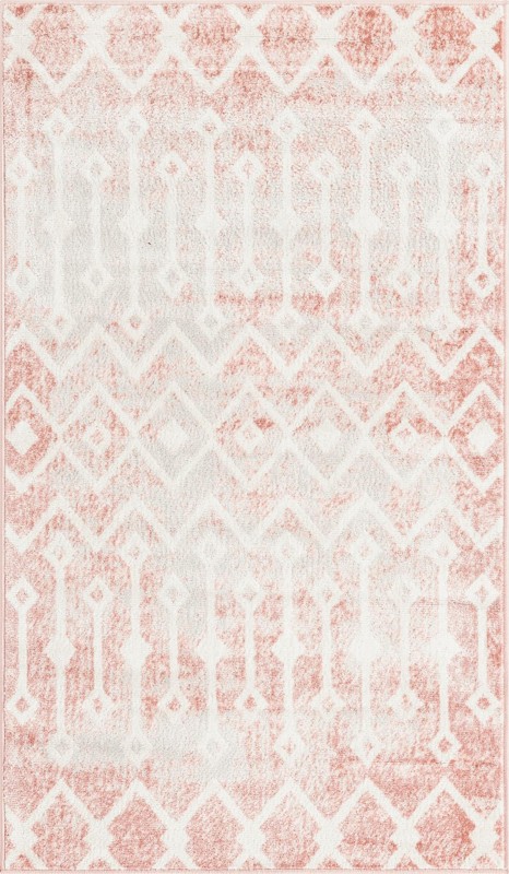 3' x 5' 3 Eugene · Geometric trellis rug, rose and ivory