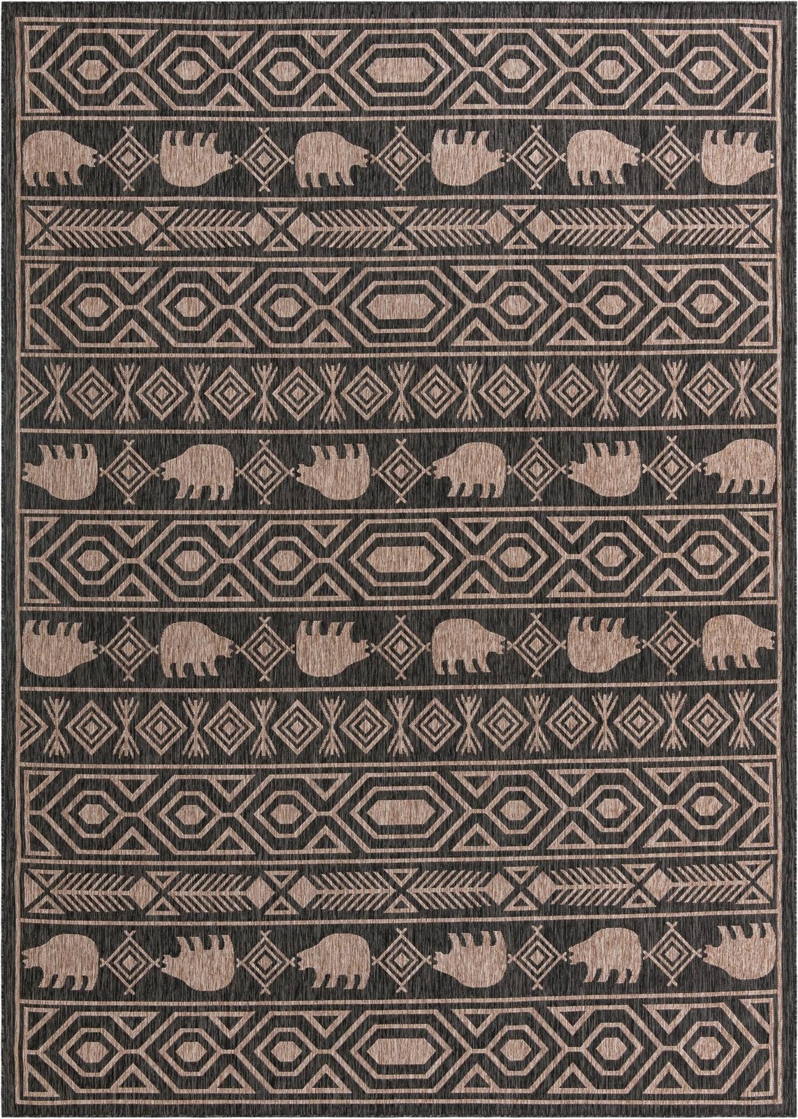 10' x 14' Ralston · Bear geometric Outdoor Rug, black and tan