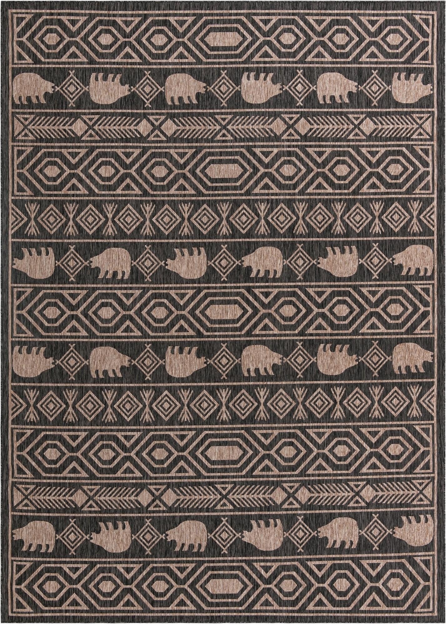 10' x 14' Ralston · Bear geometric Outdoor Rug, black and tan