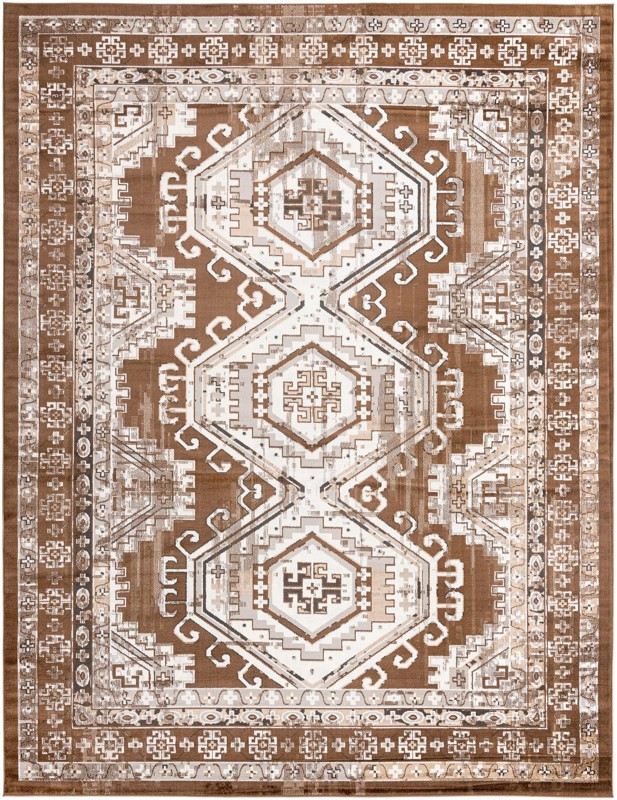 10' x 13' Harmon · Border rug, brown