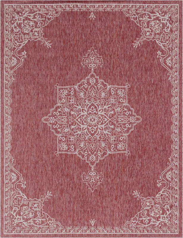 9' x 12' Rhys · Border Outdoor Rug, rustred